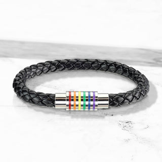 Nero intrecciato e argento con strisce arcobaleno Calamita