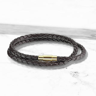 Marrone intrecciato a doppia fila e oro Calamita