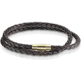 Marrone intrecciato a doppia fila e oro Calamita