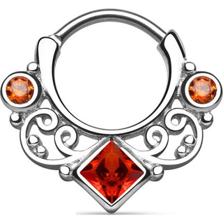 Piercing Septum  Clicker argento con zircone quadrato Clicker