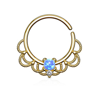 Anello Piercing Filigrana e opale Pieghevole