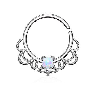 Anello Piercing Filigrana e opale Pieghevole