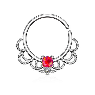 Anello Piercing Filigrana e opale Pieghevole