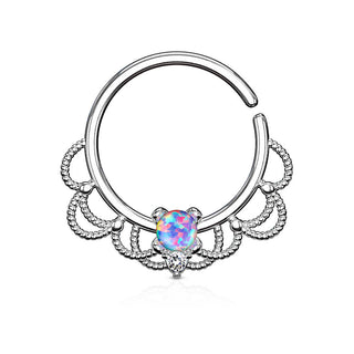 Anello Piercing Filigrana e opale Pieghevole