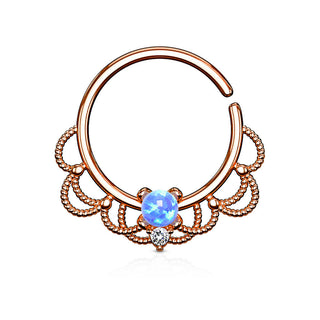 Anello Piercing Filigrana e opale Pieghevole