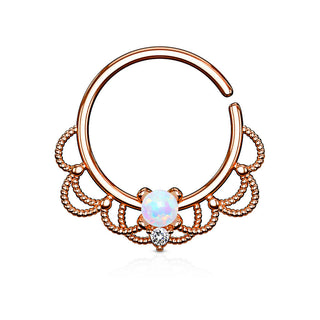 Anello Piercing Filigrana e opale Pieghevole