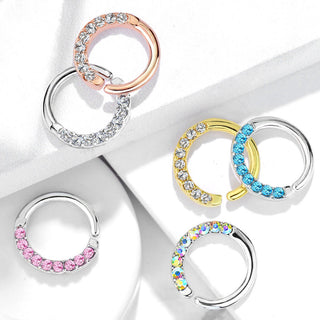 Anello Piercing Zirconi Pieghevole