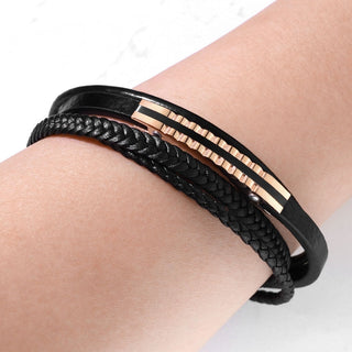 Intrecciato nero con oro rosa Calamita
