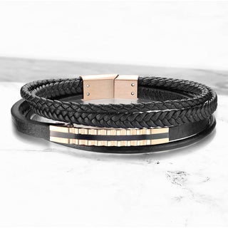 Intrecciato nero con oro rosa Calamita