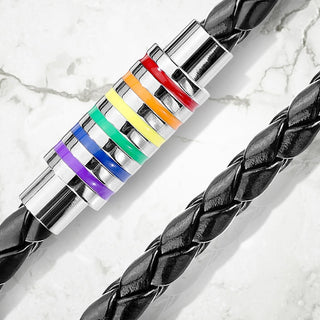 Nero intrecciato e strisce arcobaleno