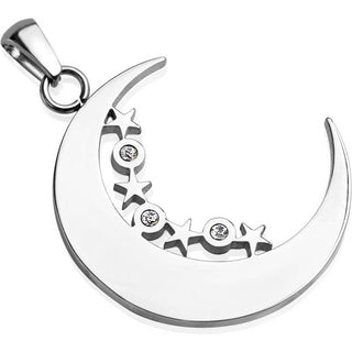 Luna e stelle argento con zirconi