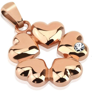 Fiore con petali a cuore oro rosa e zircone con forma a stella centrale