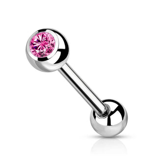 Titanio Barbell Sfere argento con zirconi