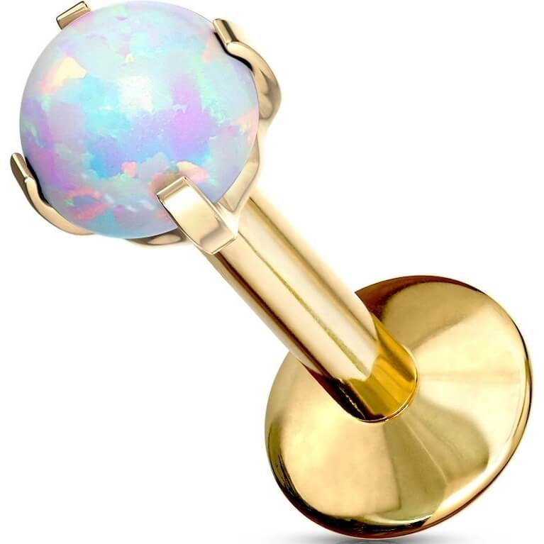 Piercing Per Orecchio In Acciaio Dorato Con Punta Push-In A Fiore Piercing Per Orecchio In Acciaio Dorato Con Punta Push-In A Fiore