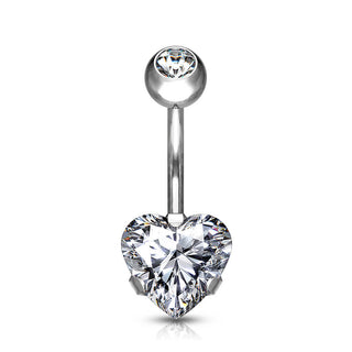 Titanio Piercing Ombelico Zircone a cuore