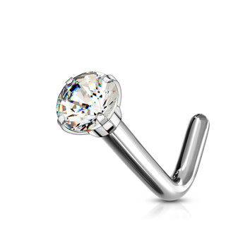 Titanio Nasale a L Argento con zircone tondo