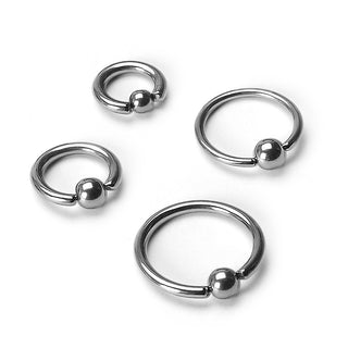 Titanio Anello Piercing Argento Perla Prigioniera