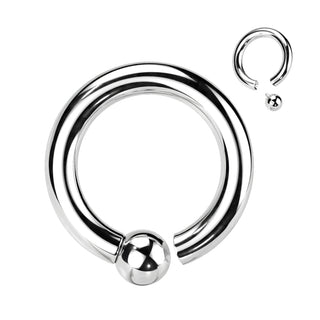 Titanio Anello Piercing Sfera argento Perla Prigioniera