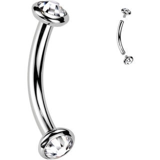 Titanio Barbell Curvo Zircone opale Filettatura Interna