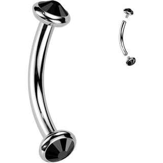 Titanio Barbell Curvo Zircone opale Filettatura Interna