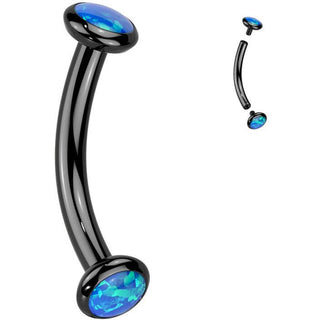 Titanio Barbell Curvo Zircone opale Filettatura Interna