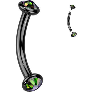 Titanio Barbell Curvo Zircone opale Filettatura Interna