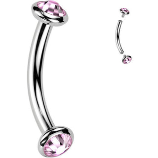 Titanio Barbell Curvo Zircone opale Filettatura Interna