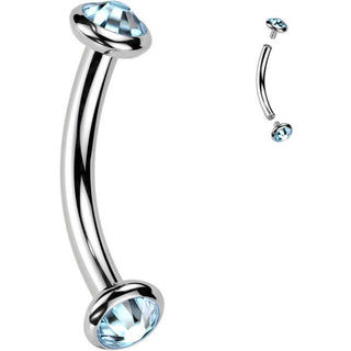 Titanio Barbell Curvo Zircone opale Filettatura Interna