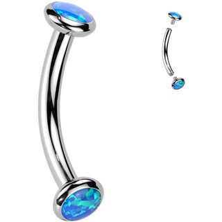 Titanio Barbell Curvo Zircone opale Filettatura Interna