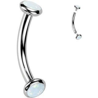 Titanio Barbell Curvo Zircone opale Filettatura Interna