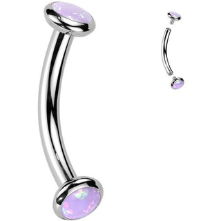 Titanio Barbell Curvo Zircone opale Filettatura Interna