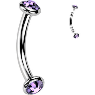 Titanio Barbell Curvo Zircone opale Filettatura Interna