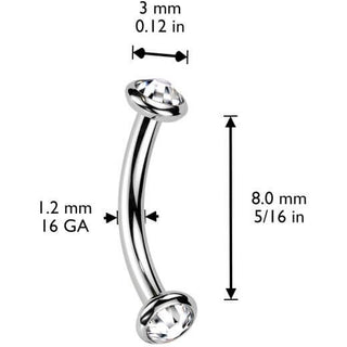 Titanio Barbell Curvo Zircone opale Filettatura Interna