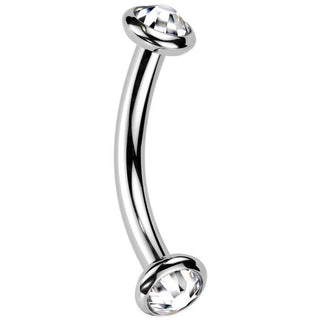 Titanio Barbell Curvo Zircone opale Filettatura Interna