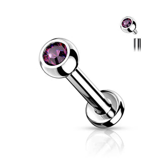 Titanio Labret Sfera argento con zircone Filettatura Interna