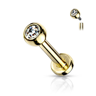 Titanio Labret Sfera con zircone Filettatura Interna