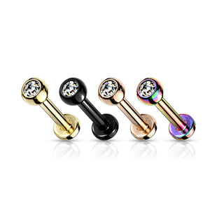 Titanio Labret Sfera con zircone Filettatura Interna