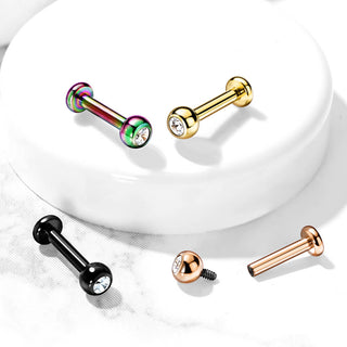 Titanio Labret Sfera con zircone Filettatura Interna