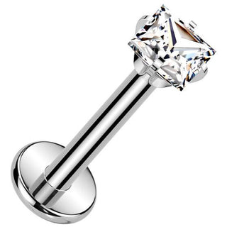Titanio Labret Zircone quadrato incastonato Filettatura Interna