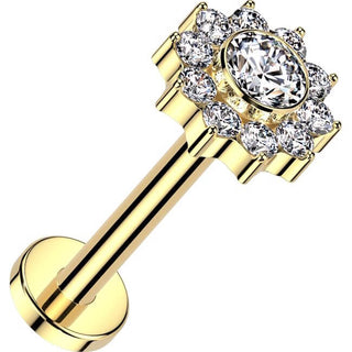 Titanio Labret Fiore zirconi Filettatura Interna