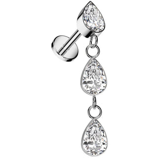 Titanio Labret Zirconi lacrime pendente Filettatura Interna