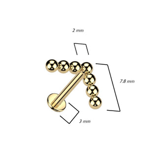 Titanio Labret Superiore con design a "L" di sfere Filettatura Interna