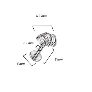 Titanio Labret Baguette di zirconi/opali Filettatura Interna