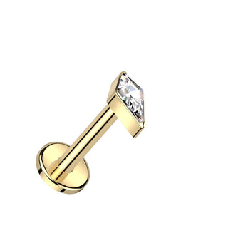Titanio Labret Punta di lancia con zircone Filettatura Interna