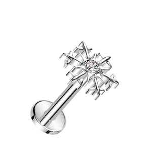 Titanio Labret Fiocco di neve con zircone Filettatura Interna