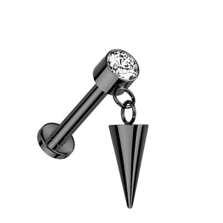 Titanio Labret Zircone e Punta di lancia Filettatura Interna
