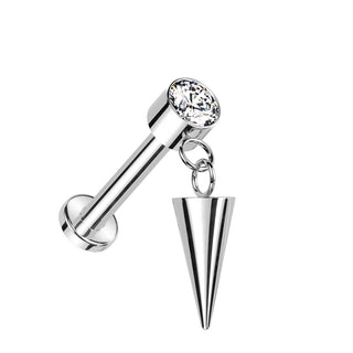 Titanio Labret Zircone e Punta di lancia Filettatura Interna
