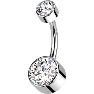 Titanio Piercing Ombelico Zircone rotondo Filettatura Interna