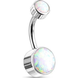 Titanio Piercing Ombelico Argento con opale tondo Filettatura Interna