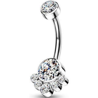 Titanio Piercing Ombelico Argento e zirconi Filettatura Interna